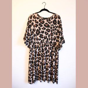 Boohoo Short Sleeve Leopard Skater Dress